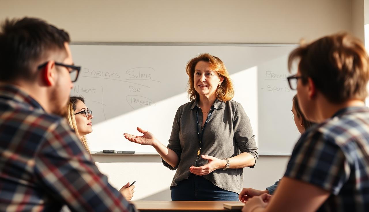 Australian RTO trainer teaching a small group of adult students